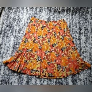 NIC+ZOE Orange And Red Floral Cotton Skirt